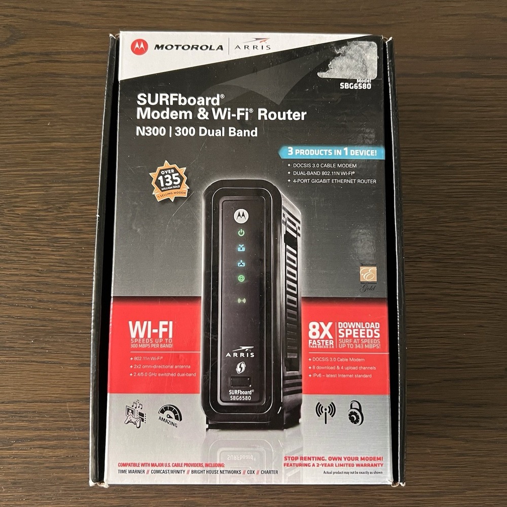 Motorola Arris SURFboard Modem & WiFi Router SBG6580 N300 Dual Band